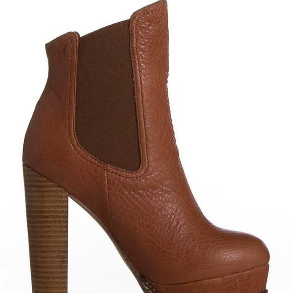 Plomo Isabella Boot Wood Elephant Ankle Brown Elastic Leather Textured Designer - Picture 5 of 5